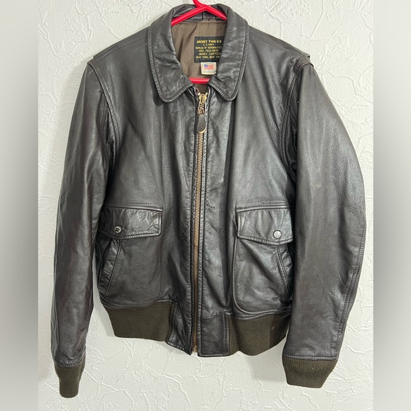Vintage Avirex G-2 Jacket Mens 44 L Goatskin Leather US Navy Bomber 90s USA - Picture 1 of 16